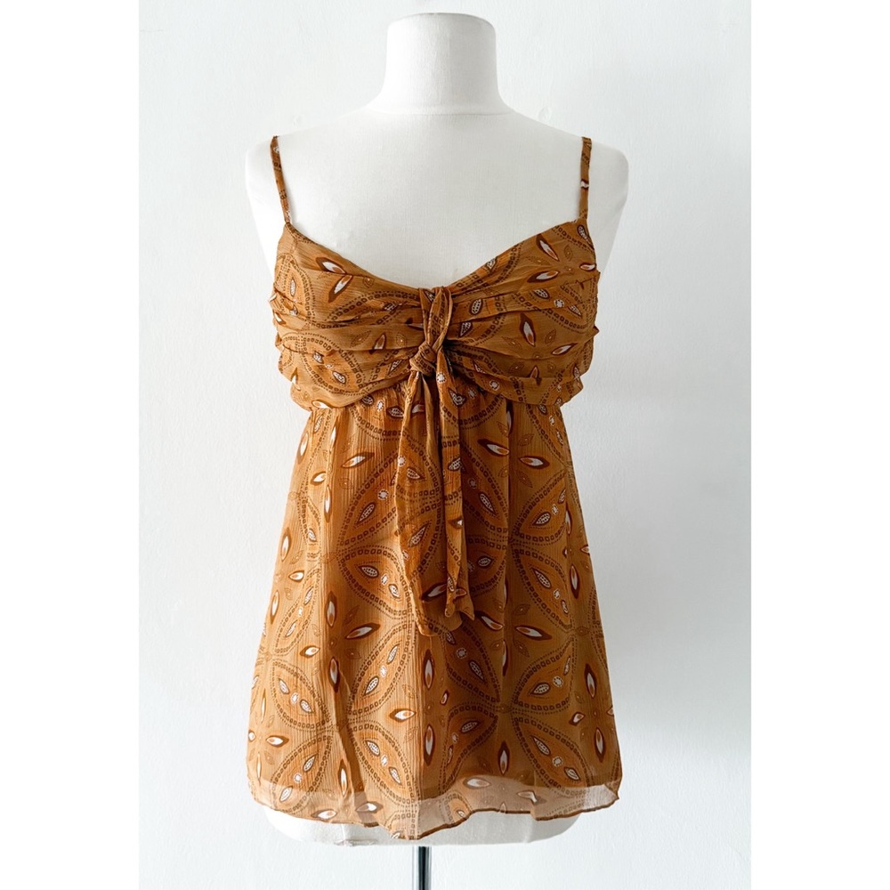 Vintage Y2K Silk INC Burnt Orange Paisley Babydoll Cami Top Size 8